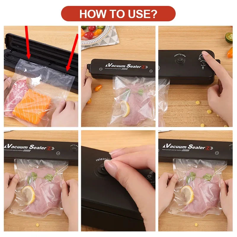 TINTON LIFE 220V/110V Vacuum Sealer Packaging Machine with Free 10pcs Vacuum Bags Household Black Food Vacuum Sealer