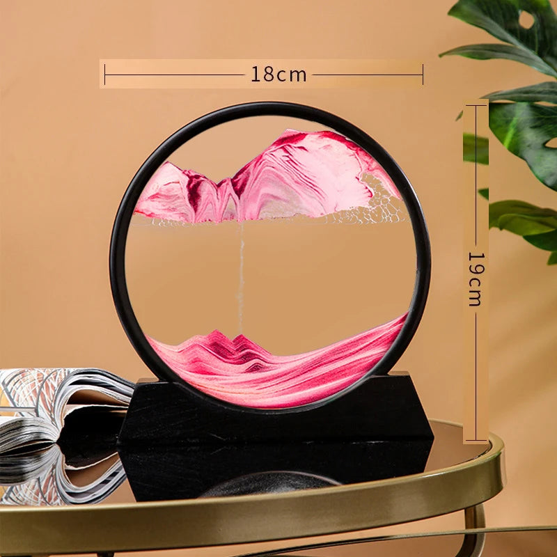 3D Hourglass Quicksand Moving Sand Art Picture Round Glass Deep Sea Sandscape Craft Flowing Painting Office Hom