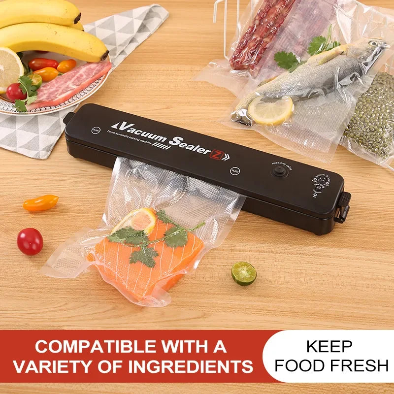 TINTON LIFE 220V/110V Vacuum Sealer Packaging Machine with Free 10pcs Vacuum Bags Household Black Food Vacuum Sealer