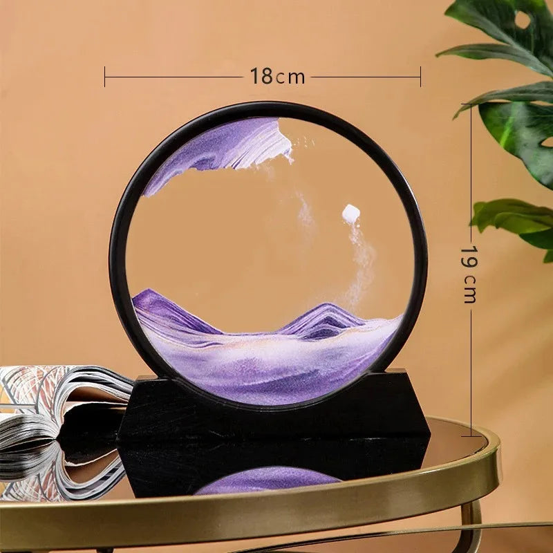 3D Hourglass Quicksand Moving Sand Art Picture Round Glass Deep Sea Sandscape Craft Flowing Painting Office Hom