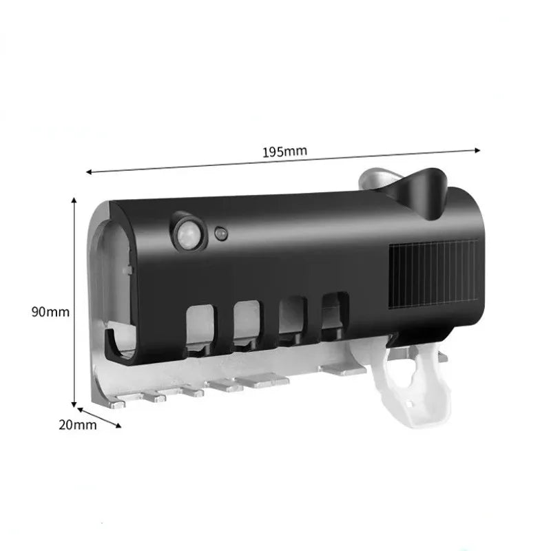 مجموعة حامل فرشاة الأسنان الأوتوماتيكية وموزع معجون الأسنان المقاوم للغبار ومثبت على الحائط وموزع معجون الأسنان للحمام