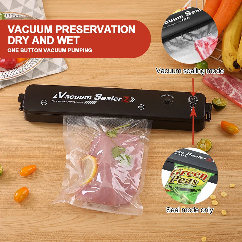 TINTON LIFE 220V/110V Vacuum Sealer Packaging Machine with Free 10pcs Vacuum Bags Household Black Food Vacuum Sealer